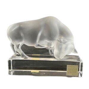 Lalique Crystal Bull Sculpture - Clear